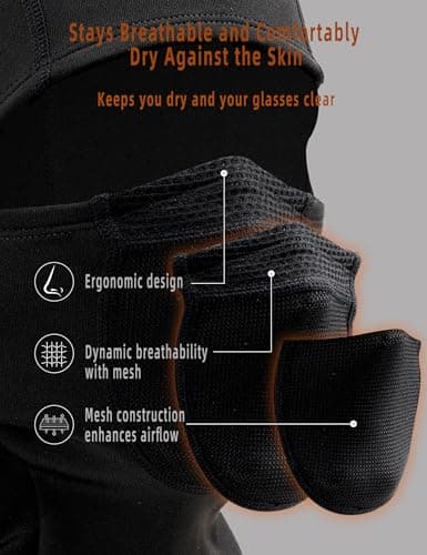SoeKewo Winter Balaclava Fleece Ski Mask Windproof Breathable Unisex Black — view 4