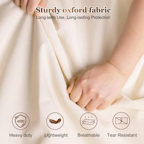 MISSLO 65" Dress Bag Carrier for Women with 4 Large Pockets Long Garment Bags for Travel Heavy Duty Wedding Dress Covers for Hanging Clothes, Suits, Coats, Beige — view 5