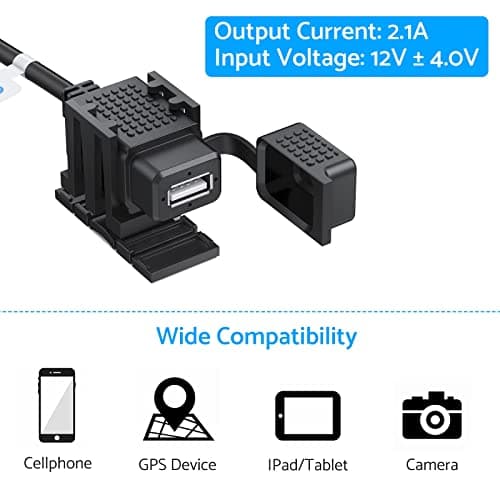 eSynic Professional Motorcycle USB Charger - Waterproof 1.82m/6ft Socket for Phone, GPS - Universal 12/5V Motorbike Charger — view 2
