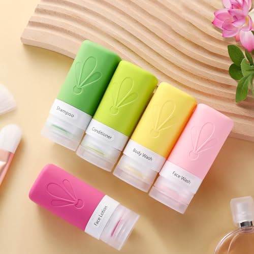 INSFIT Travel Bottles for Toiletries, CAA Approved 60ml Travel Size Containers, BPA Free Leak Proof Squeezable Silicone Tubes for Shampoo Conditioner Lotion Soap with Labels — view 5