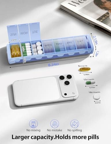 Vaydeer Metal 7 Day Pill Organiser, Once Daily, with Desiccant, Silver — view 4