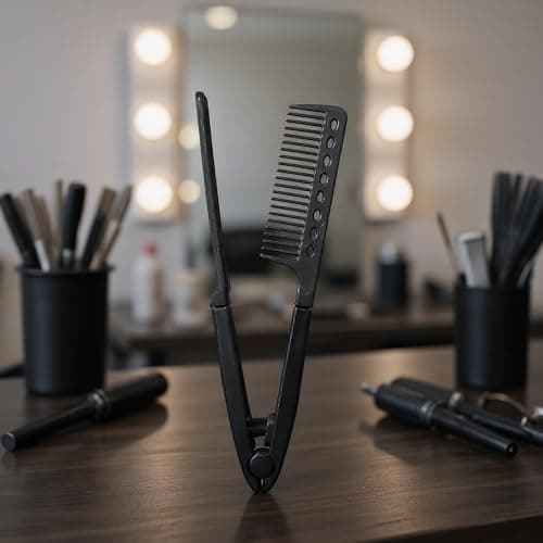 Heat-resistant V Hair Styling Comb, 2 Pieces V Shaped Hair Straightening Comb For Flat Iron, Hairdressing Grooming Combs, Professional Brush Supplies For Home Travel Dating Holiday Road Trip — view 5