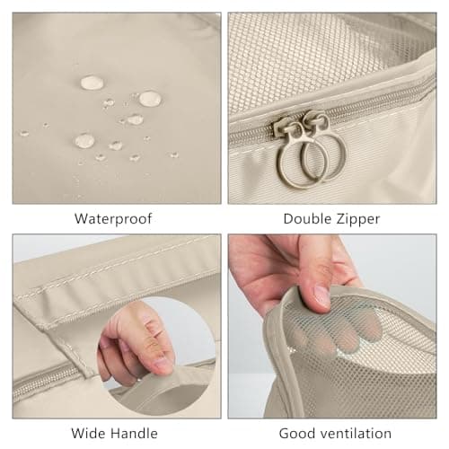 Jsdoin Packing Cubes for Suitcase,11 PCS Travel Luggage Packing Cubes for Backpack, Waterproof Essentials Suitcase Organiser Bags, Travel Accessories (Beige) — view 3