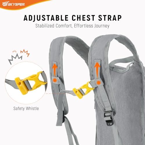 SKYSPER 20L Foldable Hiking Backpack Lightweight Packable Travel Daypack with Chest Strap Small Outdoor Folding Back Pack Collapsible Bag for Women Men (Grey) — view 4