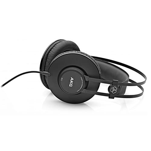 AKG K52 High Performance Closed-Back, Monitoring Studio Headphones, Wired, Lightweight Design, 3.5mm and 1/4" adapters, 3m Cable - Black — view 2