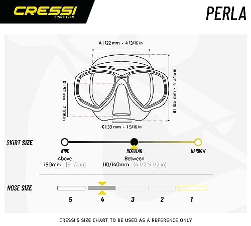Cressi Perla Separate Glass Mask & Snorkel Set for Adults - Low-Volume Diving Mask - Dry-Top Snorkel Set - For Diving & Snorkelling - Transparent/Blue - Combo Set Perla Mask + Mexico Snorke — view 5
