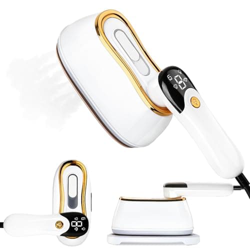 Tuocal Travel Iron Portable Clothes Steamer, 1200W LCD Screen 9S Fast Heat-up Garments Wrinkles Remover Steamer 180° Rotatable Handle 4 Steam Levels 180ML Water Tank for Travel Home Office