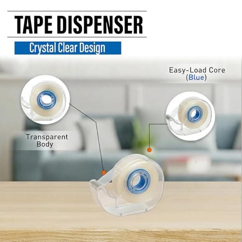 Heavy Duty Tape Dispenser – Jumbo 50 Meter Plastic Tape | Weighted Desktop Office Tape Dispenser – Clear Tape for Packing, Parcel & Gift-Wrapping Masking Tape Dispenser | One-Handed Easy Cut Design — view 4