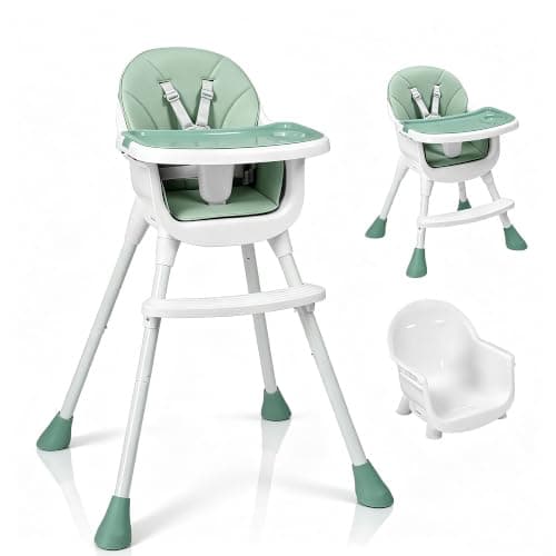 LALAHO Adjustable Height Baby High Chair with 5-Point Safety Harness Green
