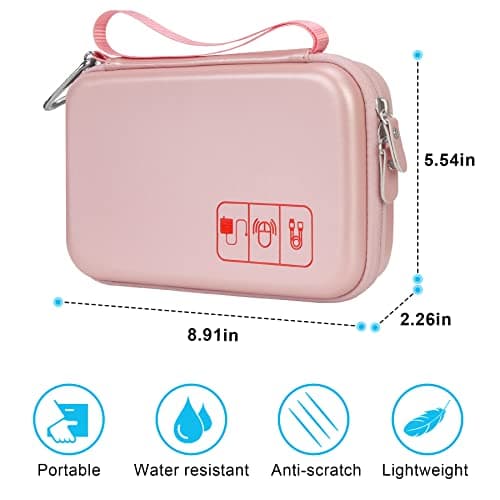 Elonbo Hard Travel Cords Organizer Universal Small Electronic Accessories Carrying Bag for Chargers MacBook Adapter Magic Mouse Apple Pencil Flash Disk Tech Portable Storage Bag, Rose Gold — view 3