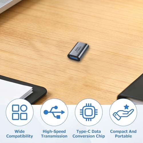 USB 3.1 Female to USB-C Female Adapter 10Gbps Data Transfer with 3A Quick Charging A to C Converter Aluminum Alloy Universal for Laptop PC Phone Tablet Travel USB-C Gadgets & Hard Drive Storage — view 4