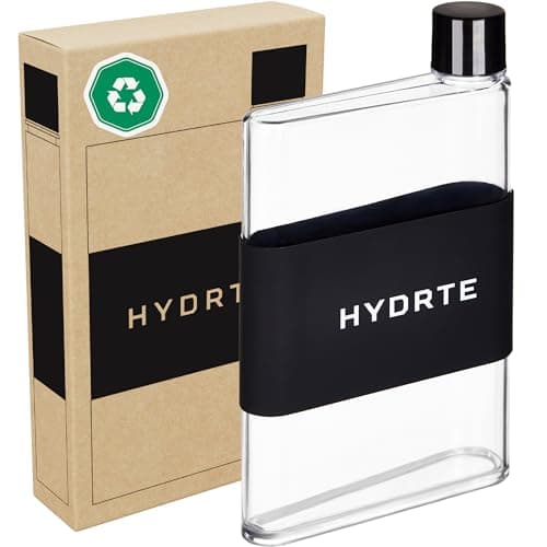 Hydrte Clear Water Bottle – 480ml Professional Cute Water Bottle for Travel, Slim, Lightweight & BPA-Free for Travel & Everyday Hydration (Nero Black)