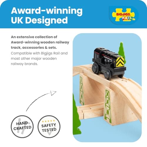 Bigjigs Rail Battery Operated Diesel Shunter | Motorised Train Engine for Wooden Railway Track Sets | Gift Model for 3+ Year Old Kids | Educational Toy for Toddlers — view 2