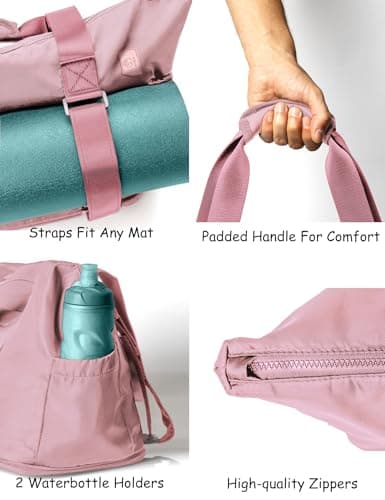Warrior2 Yoga Mat Carrier - Expandable, Built-In Mat Straps, Water & Shock Resistant Laptop Pocket. Yoga Travel Bag with Luggage Sleeve, Gym Bags For Men & Women, Large Yoga Tote (Flexible Logo, Pink) — view 5