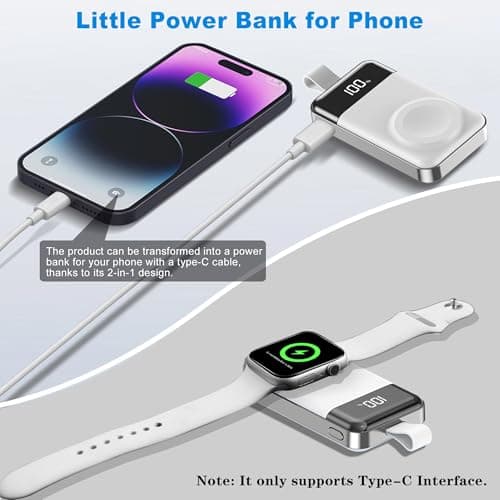 EFAITHLIFE Apple Watch Power Bank for Series 10/Ultra 2/9/8/SE/Ultra/7/6/5/4/3/2/1, iPhone Samsung and More, Portable Apple Watch Charger Wireless for Travel Essentials (Blue) — view 4