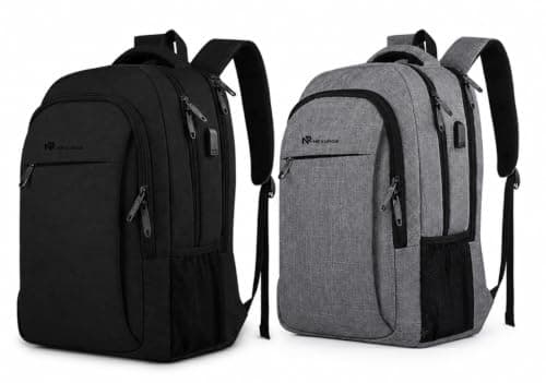 NEXURGE Laptop Backpack 15.6 Inch, Water-Resistant Business Travel Backpack with USB Charging Port, Anti-Theft Rucksack with Luggage Strap, Cabin Work & College Backpack for Men & Women (Black)