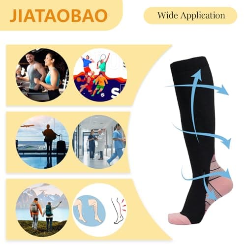 JIATAOBAO Compression Socks for Men & Women 20-30 mmHg Medical Grade – Graduated Support for Running, Travel, Nursing & Pregnancy Boost Circulation, Reduce Swelling, Anti-Slip Design (pink, L/XL) — view 5