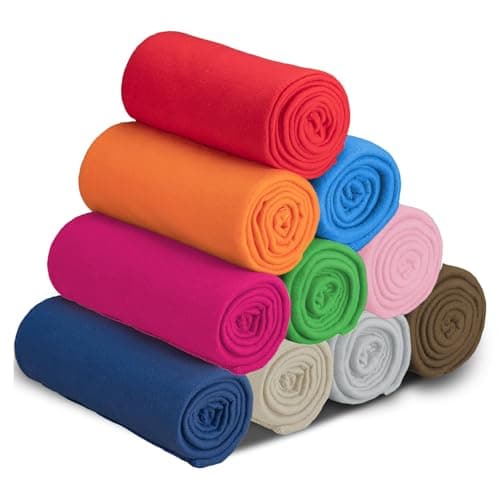 10 Pack Fleece Blankets Bulk, Soft Cosy Fluffy Throw for Sofa, 127 x 152 cm