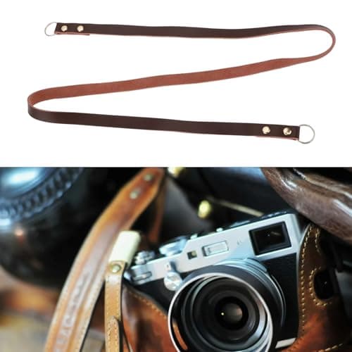 EMSea Camera Genuine Leather Shoulder Strap Camera Neck Strap Length 100cm Width 1.3cm Compatible with Fuji x100 X-T20 series Compatible with Sony RX100 & a6000 series, Brown — view 2