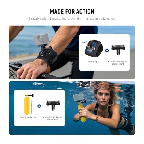 NEEWER 35 in 1 Action Camera Pro Accessories Kit Compatible with DJI Osmo Action 5 Pro 4 3 GoPro, Quick Release Adapter Mount for Diving Hiking Motorcycling Mountain Cycling Skiing Surfing Vlog, GP-51 — view 3