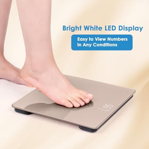Homebuds Smart Bathroom Scales, High Precision 0.1lb by Our Professional Factory Since 2001, Scales for Body Weight Step-On and Bright LED, App Sync with Weights and BMI, 28st/400lb/182kg, Rose Gold — view 5