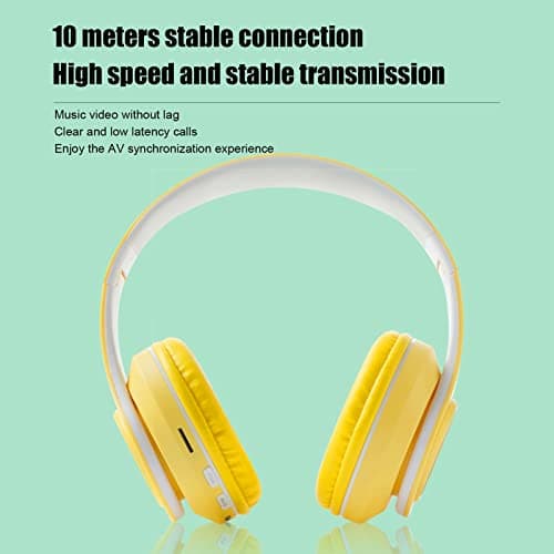 Bluetooth Headset, Noise Reduction Wireless Gaming Headset Foldable Over Ear Bluetooth Headphones with RGB Lights for Kids Adults Girls Boys(Yellow) — view 3