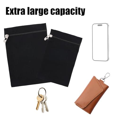 2pcs Sew-in Side Pocket with Zipper, Sew on Hidden Pockets Coat Inside Pockets Security Sewing Drainage Pouch for Travel Clothing Jacket Puffer Robes Hoodie (2 Sizes, Black) — view 6