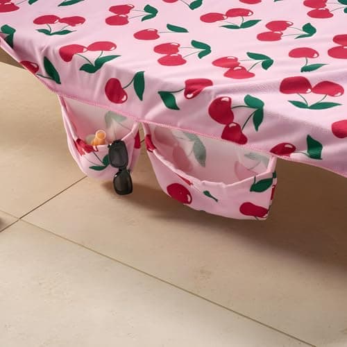 OHS Cherry Sun Lounger Towel with Pockets Soft Quick-Dry Absorbent Large Beach Towel in a Bag & Inflatable Bolster Pillow Sun Lounger Travel Cushion Microfibre Summer Holiday Essentials Bundle — view 4