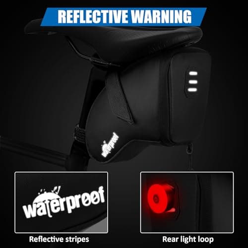 WOTOW Bike Saddle Bag 1.5L, Waterproof Bicycle Seat Bag, Reflective Cycling Pouch with Tear Resistant, Bicycle Tail Bag for Mountain Bikes MTB Road Bike Folding Bike — view 4