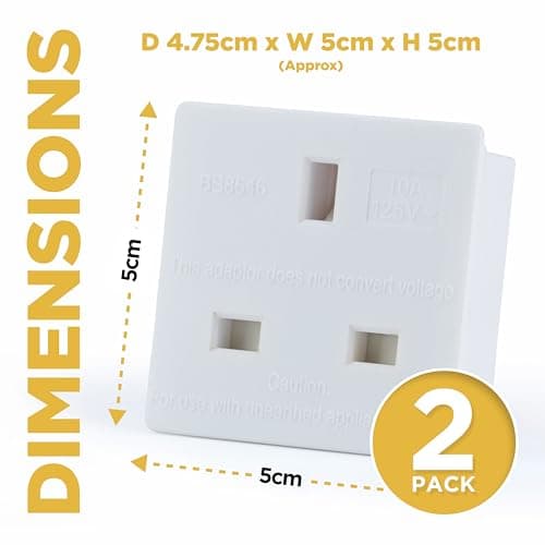 UK to US Adapter England American Socket 3 Pin to 13 Amp Plug Type G to Type A B travel adaptor 10 amp - pack of 2 — view 2