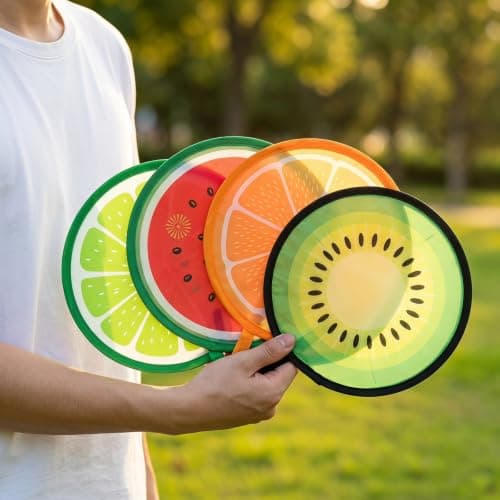 Meralo 4 Pcs Fruit Foldable Hand Fan, Portable Round Pop Up Folding Fans — view 6