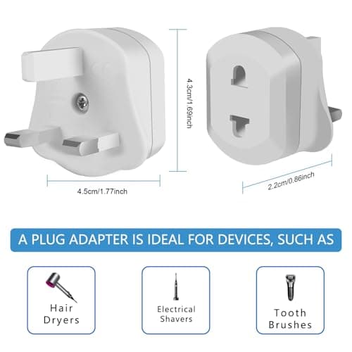 2 Pack Shaver Adapter Plug UK, Electric Toothbrush Adapter Plug UK, Toothbrush Adapter Plug UK, Bathroom Plug Adaptor UK, Plug for Toothbrush Charger UK — view 2