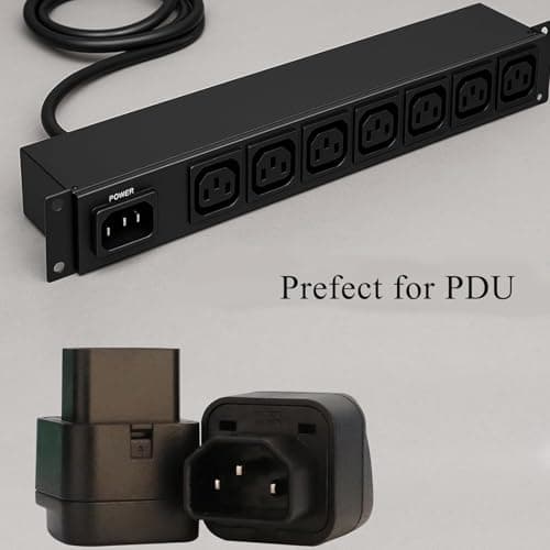 C14 to UK Outlet Socket, 6 Pack, IEC 60320 Plug, IEC 320 C14 Male to UK Female BS1363 Power Cord Connector, 13A 250V Adapter Plug, C13 Socket Conversion Adapter, Black — view 4
