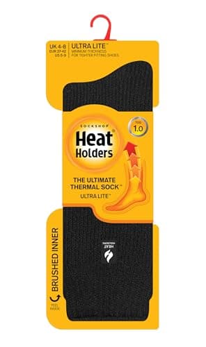 Heat Holders Ultra Lite - Ladies Thin Lightweight 1.0 TOG Winter Warm Casual Thermal Dress Socks (4-8 uk, Solid Black) — view 3