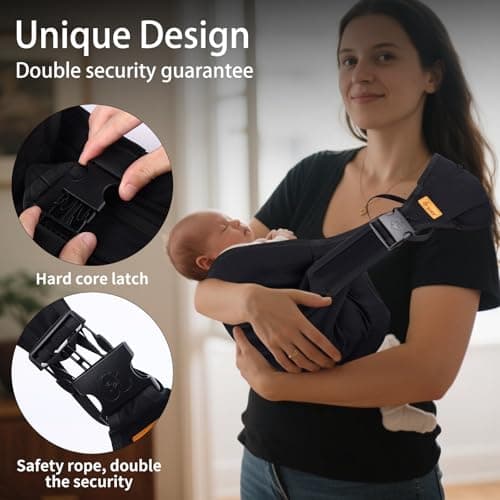 Toddler Carrier Sling Baby Carrier Newborn Baby Sling Carrier Baby Carriers from Newborn Baby Wrap Carrier Toddler Sling with Extra Wide Cozy Strap, Safety Adjustable Ergonomic Toddler Carrier — view 3
