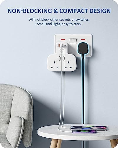 LENCENT Double Plug Adaptor With 3 USB Slots, Multi Plug Extension 2 Way — view 5