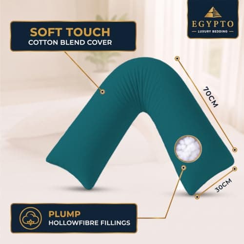 EGYPTO Orthopaedic V Pillow with Pillowcase | Anti-Allergy V Shaped Pillows for Neck & Back | Ideal for Pregnancy, Nursing & Recovery Triangle Pillow (Teal) — view 4