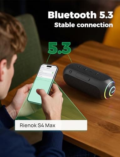 RIENOK Bluetooth Speaker 40W 5200mAh Wireless Portable Waterproof Speaker with Tweeter & Woofer, 30H Playtime, IPX7, Bluetooth 5.3, TF Card, Stereo Pairing, for Home Garden Party Camping Travel — view 6