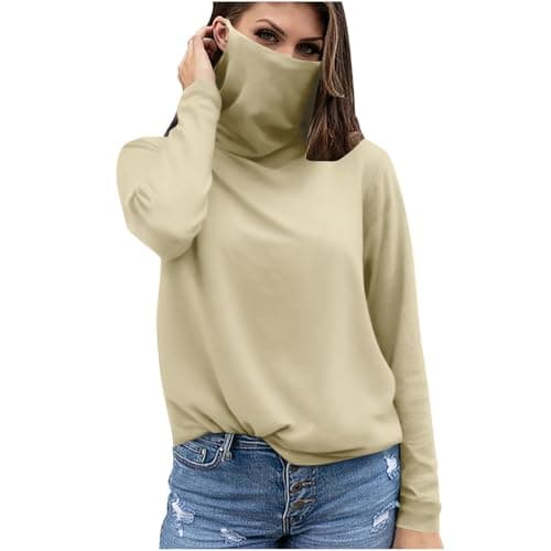 Slxbear Rash Guard for Women with Face Mask, Outdoor UPF Sun Protection Shirts, Breathable Long Sleeve Shirt Hiking Workout Tops, Active Athletic Comfy Skinny Travel Clothing Beige M