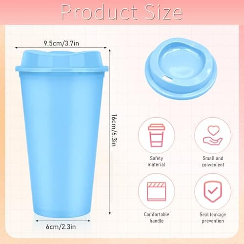 24 Pack 470ml Reusable Plastic Coffee Cups with Lids, 12 Colours, Leakproof — view 2