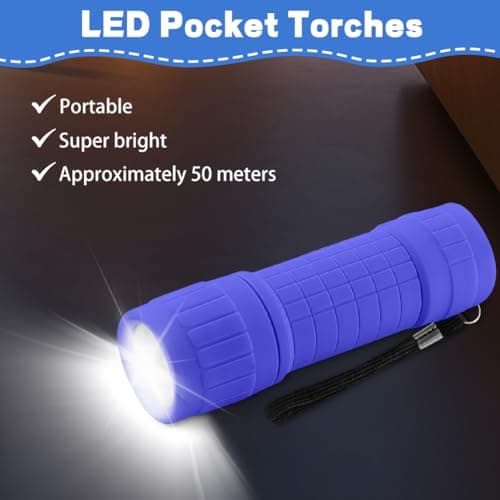 flintronic 6 Pack LED Small Torch, Mini Pocket Flashlight with 9 LEDs, Portable Torches with Lanyard, Super Bright, for Camping Hiking Outdoor Gifts, Batteries Included — view 4