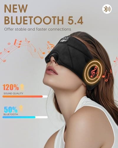 MUSICOZY Sleep Mask Headphones 100% Blockout Soft Cotton Sleep Headphones — view 6