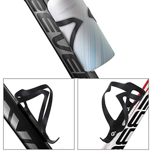 KABON Bike Water Bottle Holder, Lightweight 3K Carbon Fiber Bicycle Drink Water Bottle Cages for Road Bike MTB Cycling Accessories - Pack of 2 (Matte Black-S) — view 3