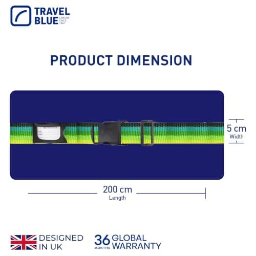 Travel Blue Luggage Straps - Multicolour Suitcase Straps for Easy Recognition - 80" x 2" Durable Polypropylene with Nylon Buckle, Integral Address Label - Secure Luggage Straps for Suitcases — view 6