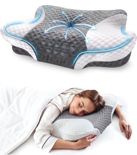 Memory Foam Cervical Neck Pillows - Side Sleeper Pillows for Pain Relief Contour Memory Foam Pillows Ergonomic Neck Support - Adjustable Orthopedic Bed Pillows with Breathable Pillowcase for Sleeping