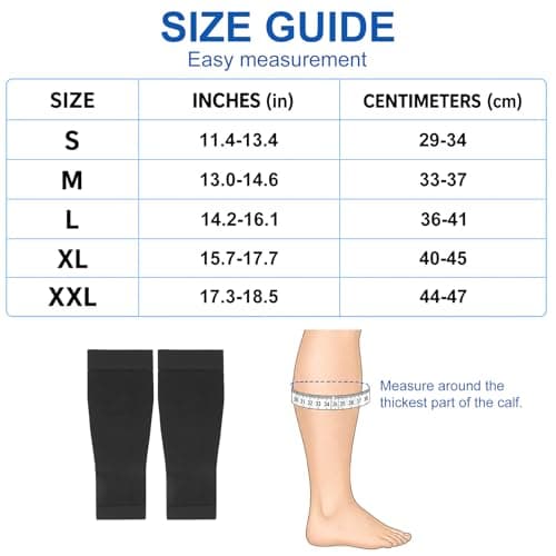 FACHOI Calf Compression Sleeves Men Women, Elastic Calf Support Footless Socks Sports Calf Support Compression Stockings for Shin Splint, Varicose Vein F4-HTRLW (Black-XXL) — view 2