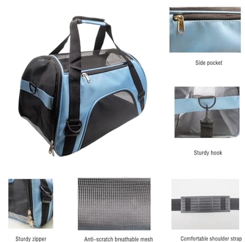 Tecageaon Pet Carrier - Airline Approved Cat & Dog Carrier for Medium & Small Cats, Puppies & Kittens - Blue — view 4