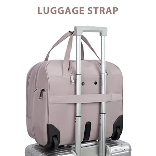 EMPSIGN 15.6 Inch Rolling Laptop Bag with Wheels for Men Women, Dusty Pink — view 6