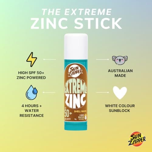 Sun Zapper Extreme Zinc Stick - White Colour Sunblock Stick for Face SPF50+ Zinc Oxide Mineral Sunscreen Made in Australia — view 2