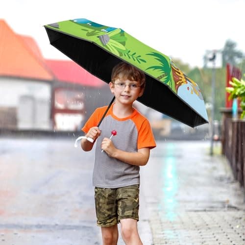 Dinosaur Kids Folding Umbrella, Windproof Automatic Travel Umbrella for Boy — view 3